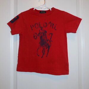 POLO Ralph Lauren TShirt Boys 3T Red Blue Graphic Tee #3 PLAY Cond.